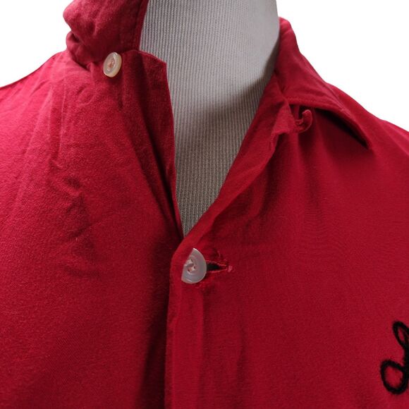 Vintage 50s Rayon Chain Stitch Bowling Shirt Size M Red Dean JCC Men's Club - Picture 8 of 13